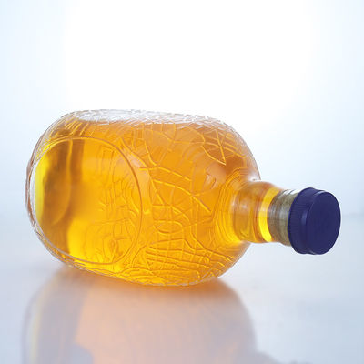 Unieke ronde vorm geïmprimeerde voedselgraad rum wodka whisky tequila gin glazen fles met kurk perfect