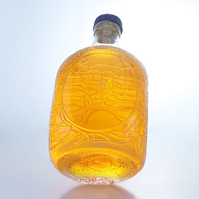 Unieke ronde vorm geïmprimeerde voedselgraad rum wodka whisky tequila gin glazen fles met kurk perfect