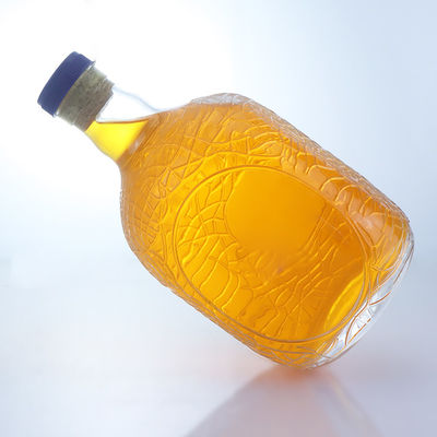 Unieke ronde vorm geïmprimeerde voedselgraad rum wodka whisky tequila gin glazen fles met kurk perfect