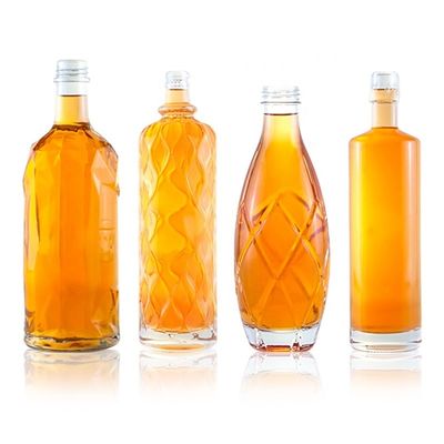 Unieke glazen fles voor champagne, gin, rum, brandy en whisky in super flint materiaal