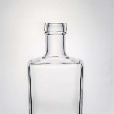 Elegant vierkant glas drankfles 700 ml 750 ml voor whisky vodka gin kraag materiaal glas