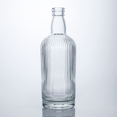 750 ml ronde glasfles met streep en kurk voor rum vodka whisky tequila gin