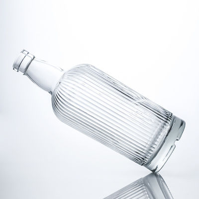 750 ml ronde glasfles met streep en kurk voor rum vodka whisky tequila gin