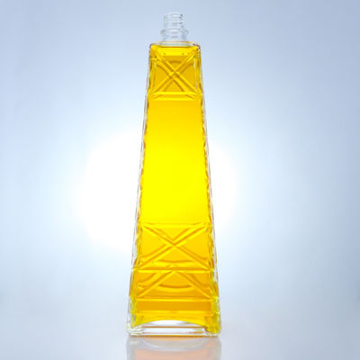 Duidelijke unieke vorm 700 ml 75 cl geïmprimeerde Super Flint Rum Vodka Whisky glasfles met schroefdeksel