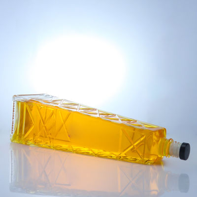 Duidelijke unieke vorm 700 ml 75 cl geïmprimeerde Super Flint Rum Vodka Whisky glasfles met schroefdeksel