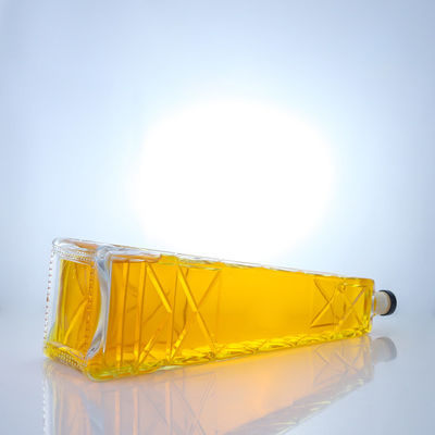 Duidelijke unieke vorm 700 ml 75 cl geïmprimeerde Super Flint Rum Vodka Whisky glasfles met schroefdeksel