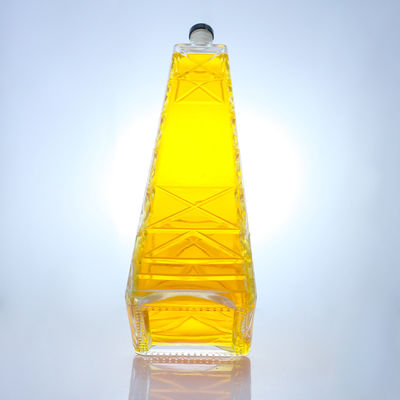 Duidelijke unieke vorm 700 ml 75 cl geïmprimeerde Super Flint Rum Vodka Whisky glasfles met schroefdeksel