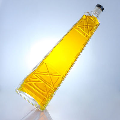 Duidelijke unieke vorm 700 ml 75 cl geïmprimeerde Super Flint Rum Vodka Whisky glasfles met schroefdeksel
