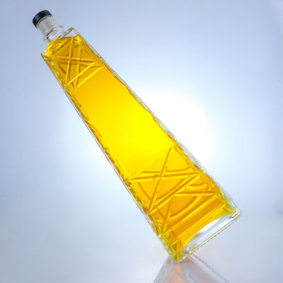 Duidelijke unieke vorm 700 ml 75 cl geïmprimeerde Super Flint Rum Vodka Whisky glasfles met schroefdeksel