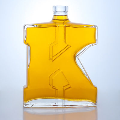 750 ml heldere flintglasfles unieke vorm voor gin rum champagne brandy whisky