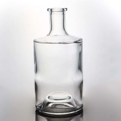 Duidelijke of op maat gemaakte ronde 750 ml 1000 ml glazen fles met houten kurk voor whisky