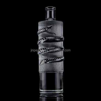 Luxe glazen fles 750 ml 1000 ml heldere flint gin rum champagne tequila whisky fles met kurk