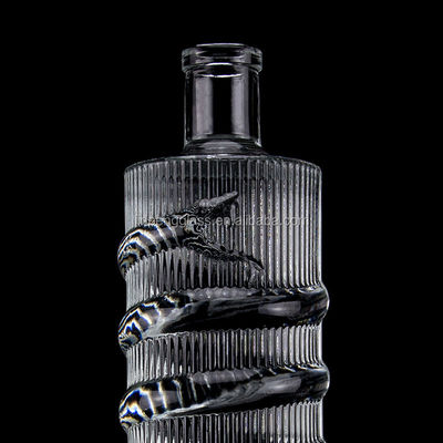 Luxe glazen fles 750 ml 1000 ml heldere flint gin rum champagne tequila whisky fles met kurk