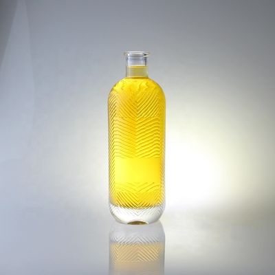 Transparante 750 ml capaciteit extra flint gegraveerde glazen fles met kurk met 500 ml capaciteit