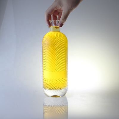 Transparante 750 ml capaciteit extra flint gegraveerde glazen fles met kurk met 500 ml capaciteit