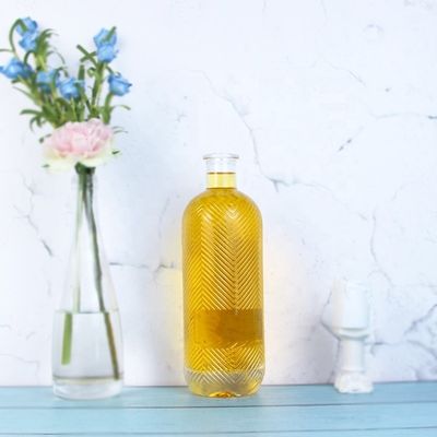 Transparante 750 ml capaciteit extra flint gegraveerde glazen fles met kurk met 500 ml capaciteit