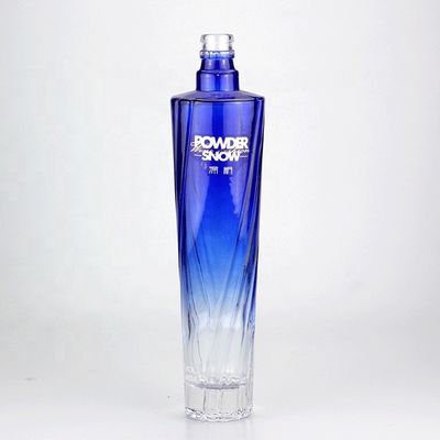 750 ml blauwe vierkantglasfles met hellingskleur en schroefkap Functioneel