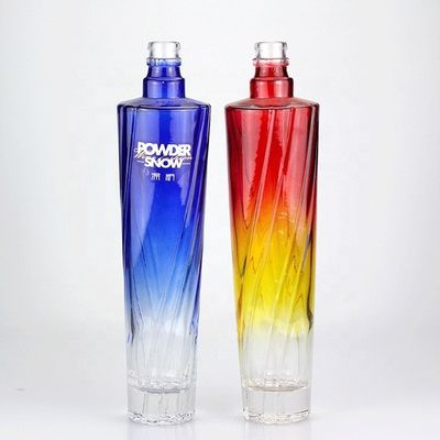 750 ml blauwe vierkantglasfles met hellingskleur en schroefkap Functioneel