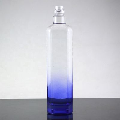 750 ml blauwe vierkantglasfles met hellingskleur en schroefkap Functioneel