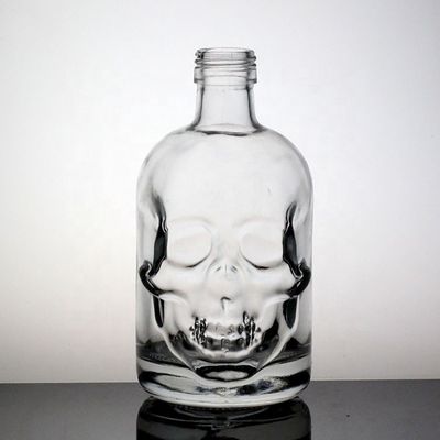 Uitgebreide Frost Glass Skull Face Flask Voor Liquor Decal Oppervlakte Handeling