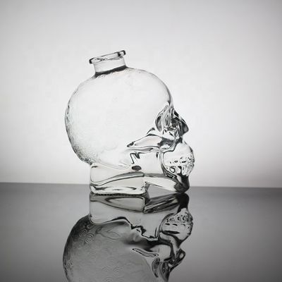 Uitgebreide Frost Glass Skull Face Flask Voor Liquor Decal Oppervlakte Handeling