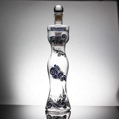 Uitgebreide Frost Glass Skull Face Flask Voor Liquor Decal Oppervlakte Handeling
