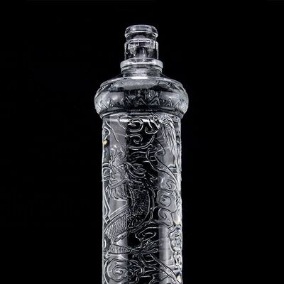 Prachtige draak geborduurde glazen fles met gouden deksel aangepast logo en glazen basis